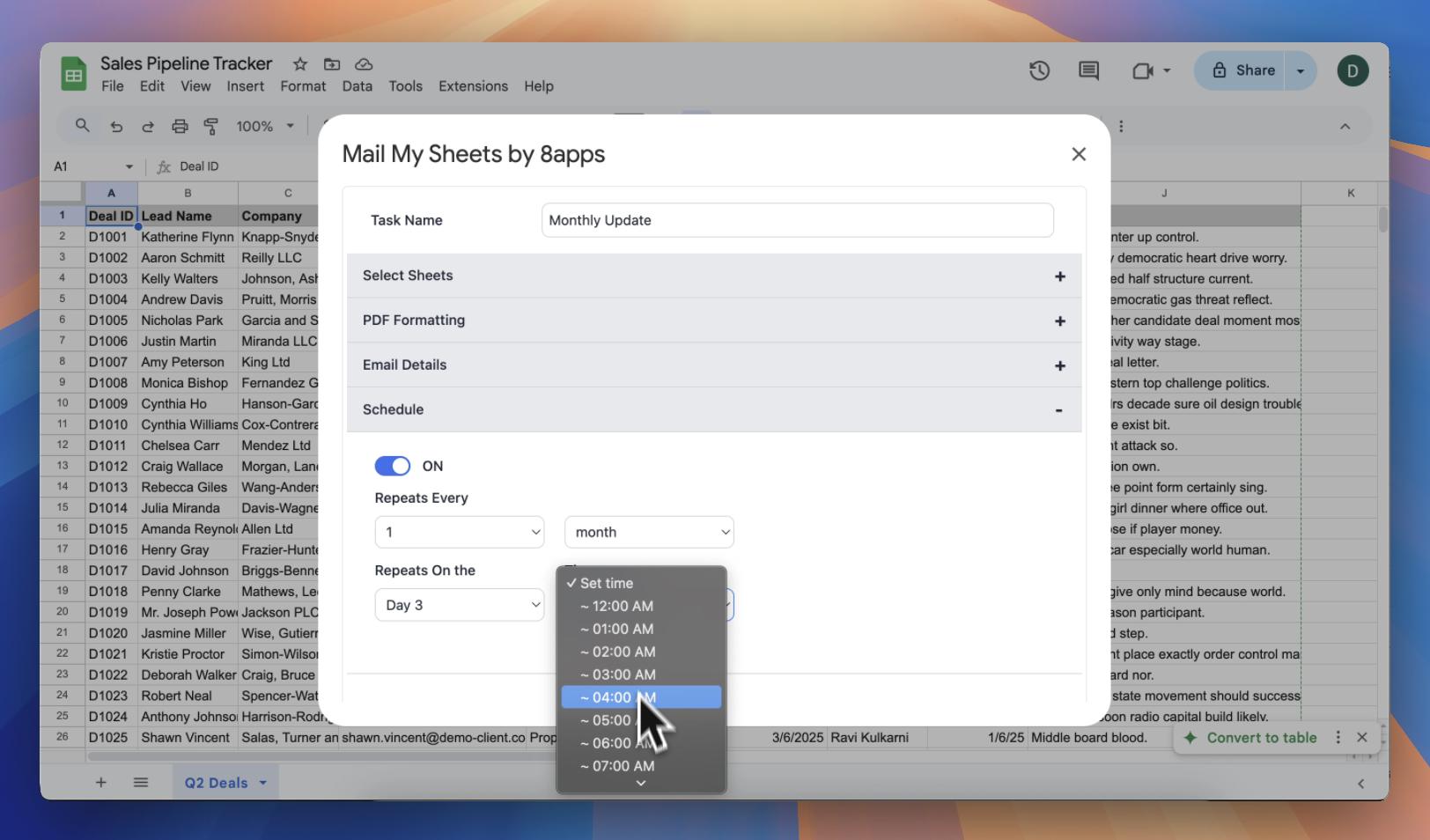 Scheduling Options